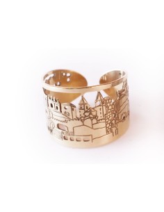 SORTIJA PLATA CHAPADA EN ORO 18 KT MOTIVOS CACERES