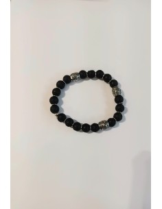 PULSERA CÁCERES CON PIEDRA VOLCANICA Y PLATA