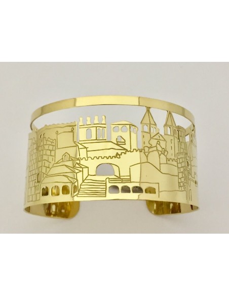PULSERA DE CACERES PLATA DE LEY CHAPADA EN ORO
